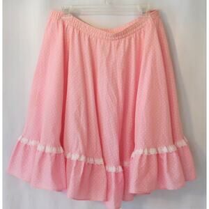 VINTAGE 70s Malco Modes Square Dancing Skirt Size M Pink Cottage Prairie Lace